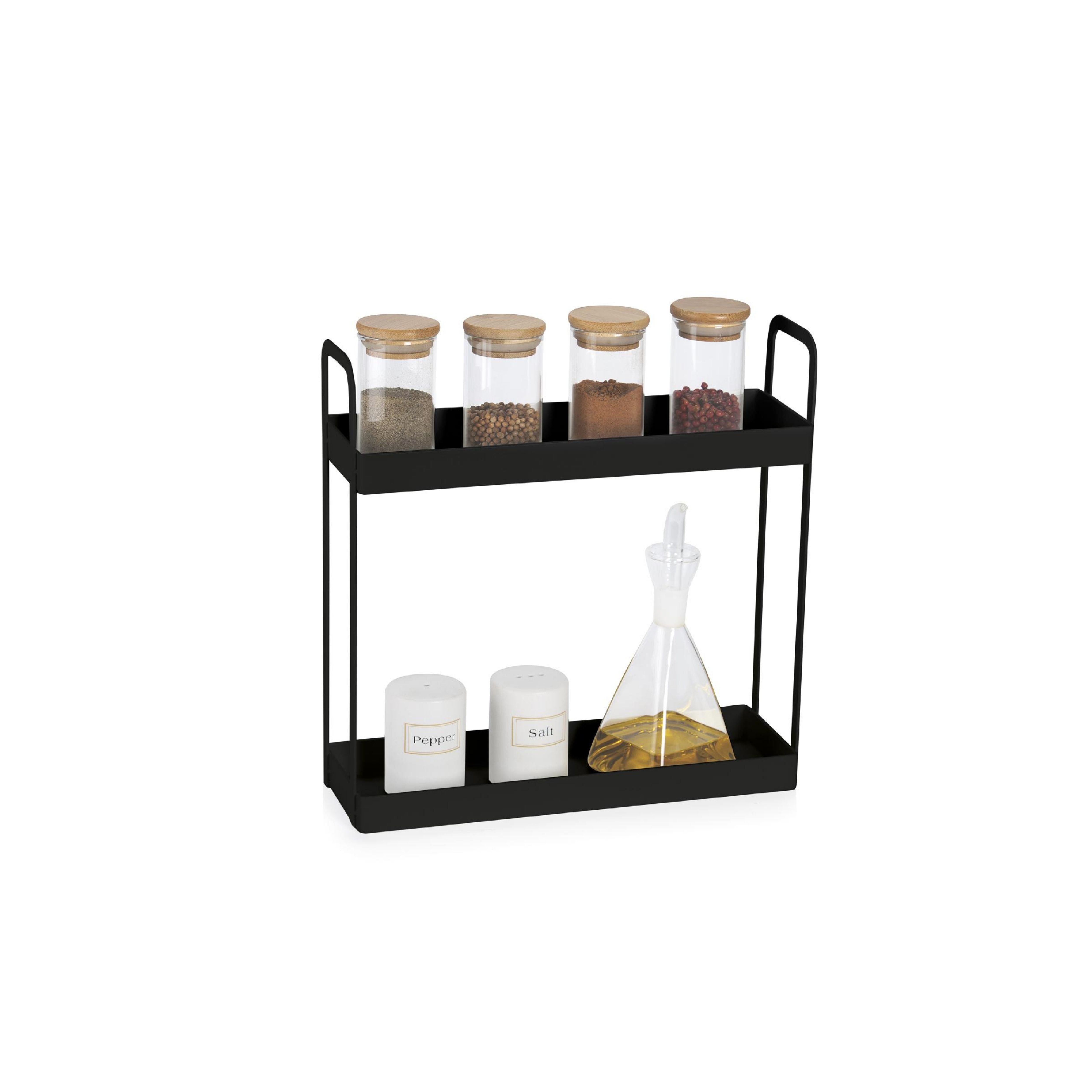 Black metal spice rack organizer