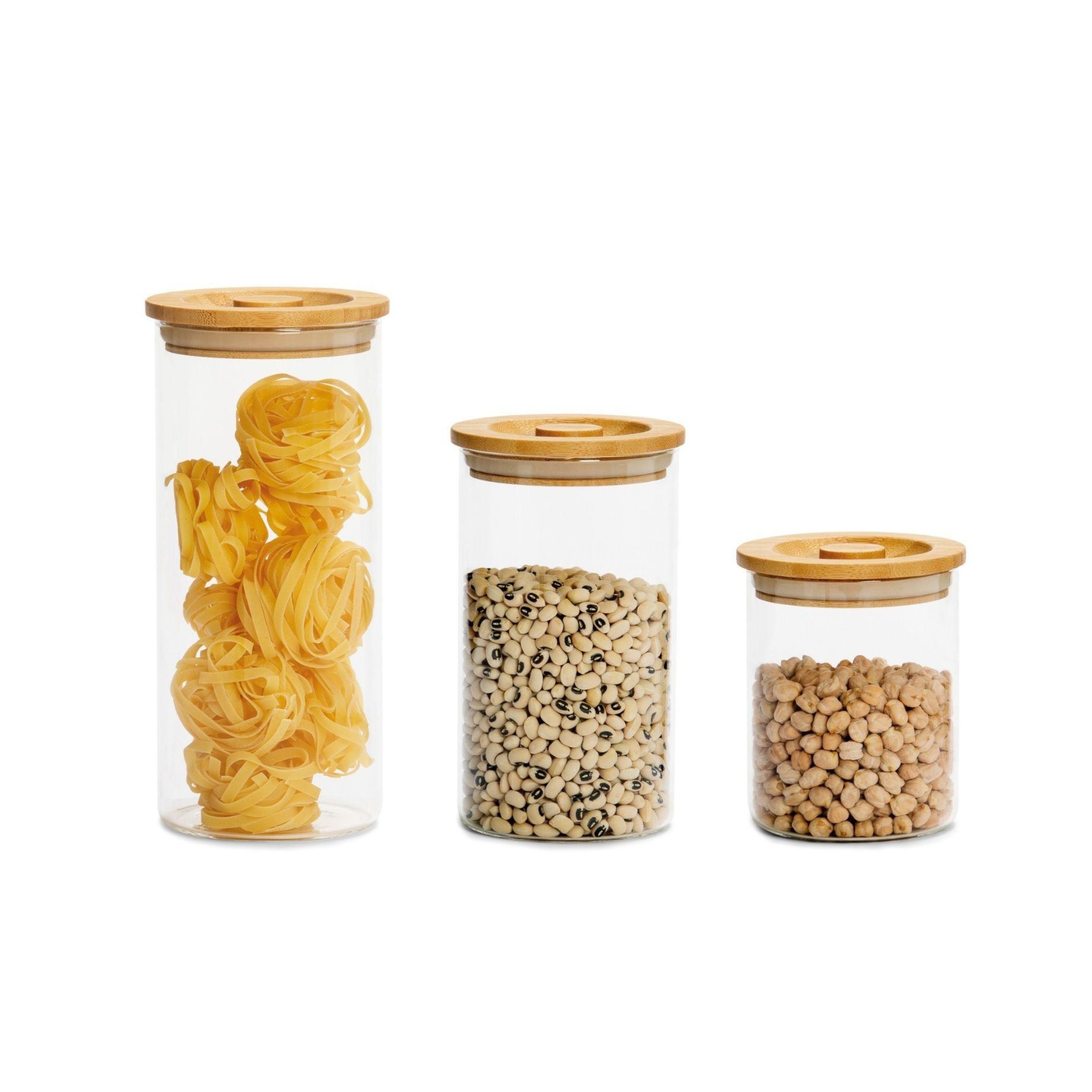 Large glass and bamboo kitchen jar 1,600 ml