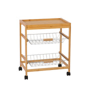 Bamboo vegetable cart with tray