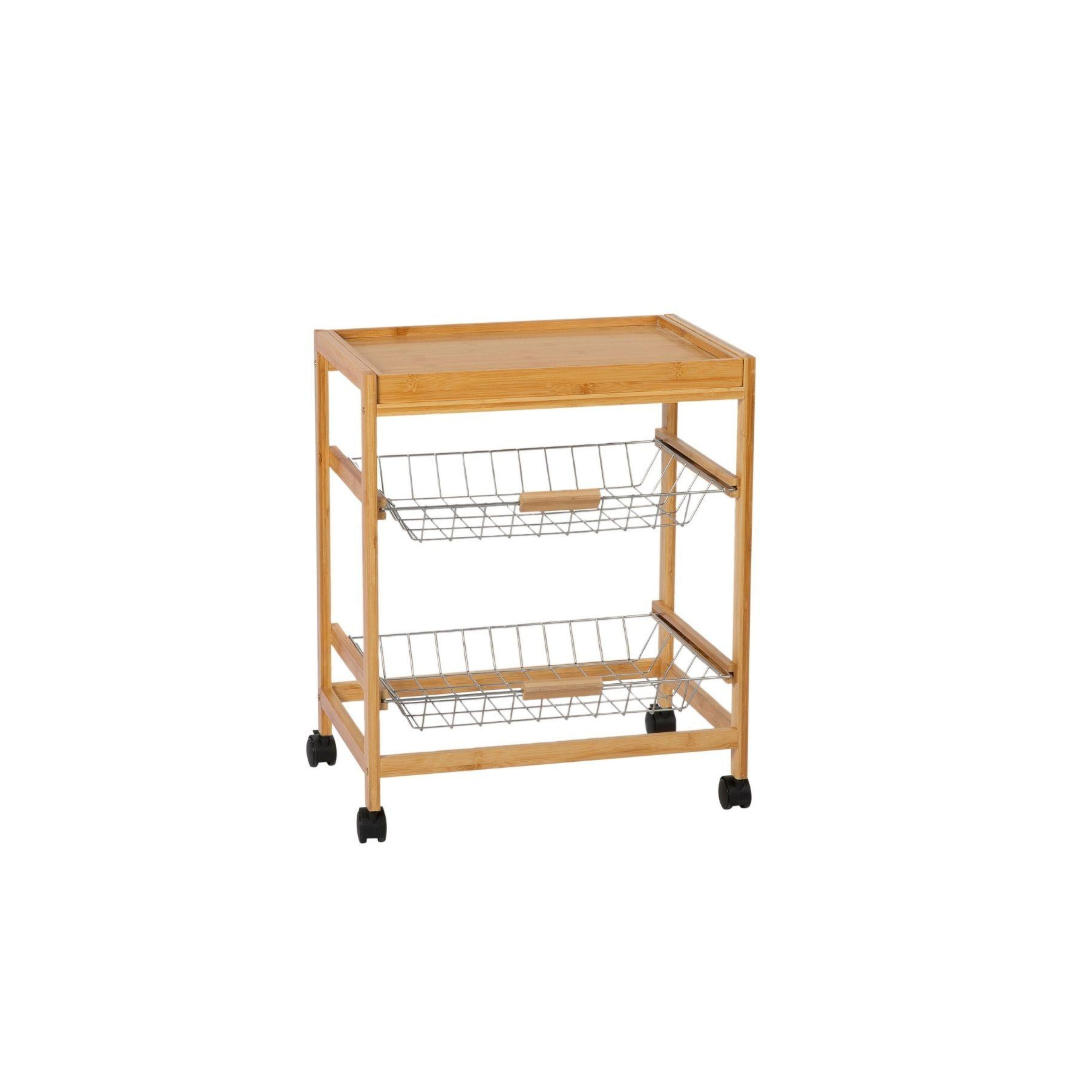 Bamboo vegetable cart with tray