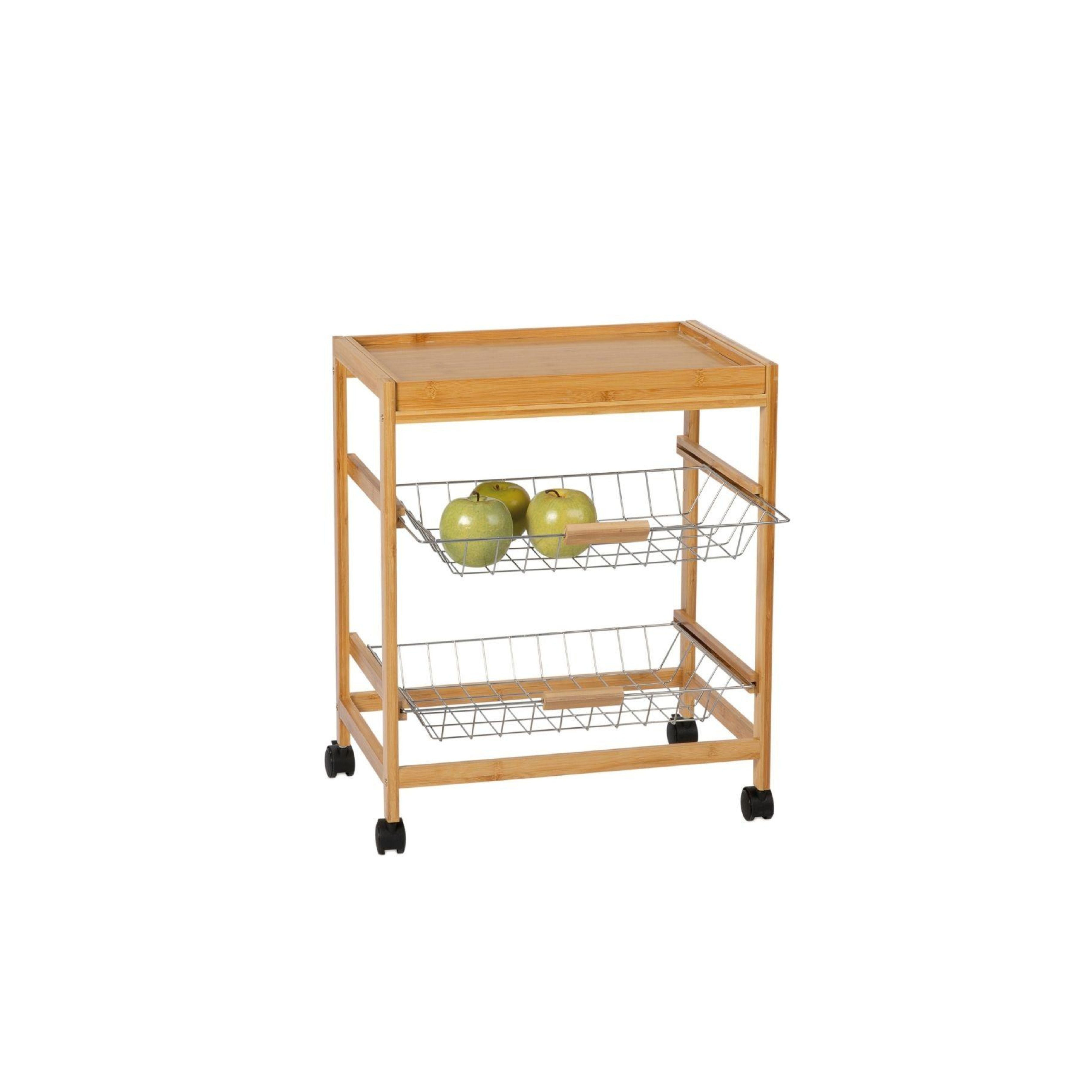 Bamboo vegetable cart with tray