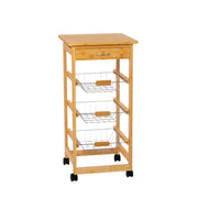 Classic bamboo grocery cart with baskets
