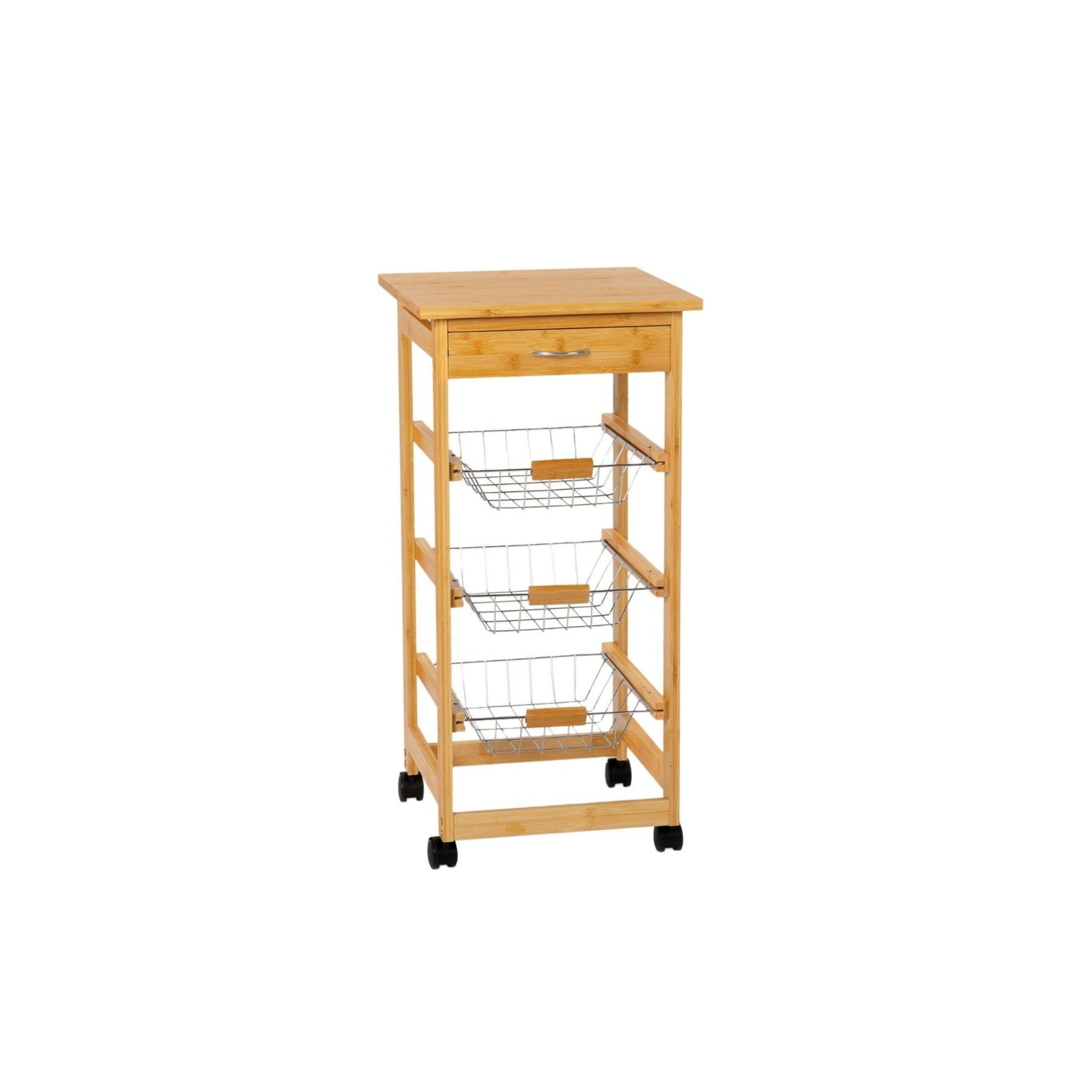 Classic bamboo grocery cart with baskets