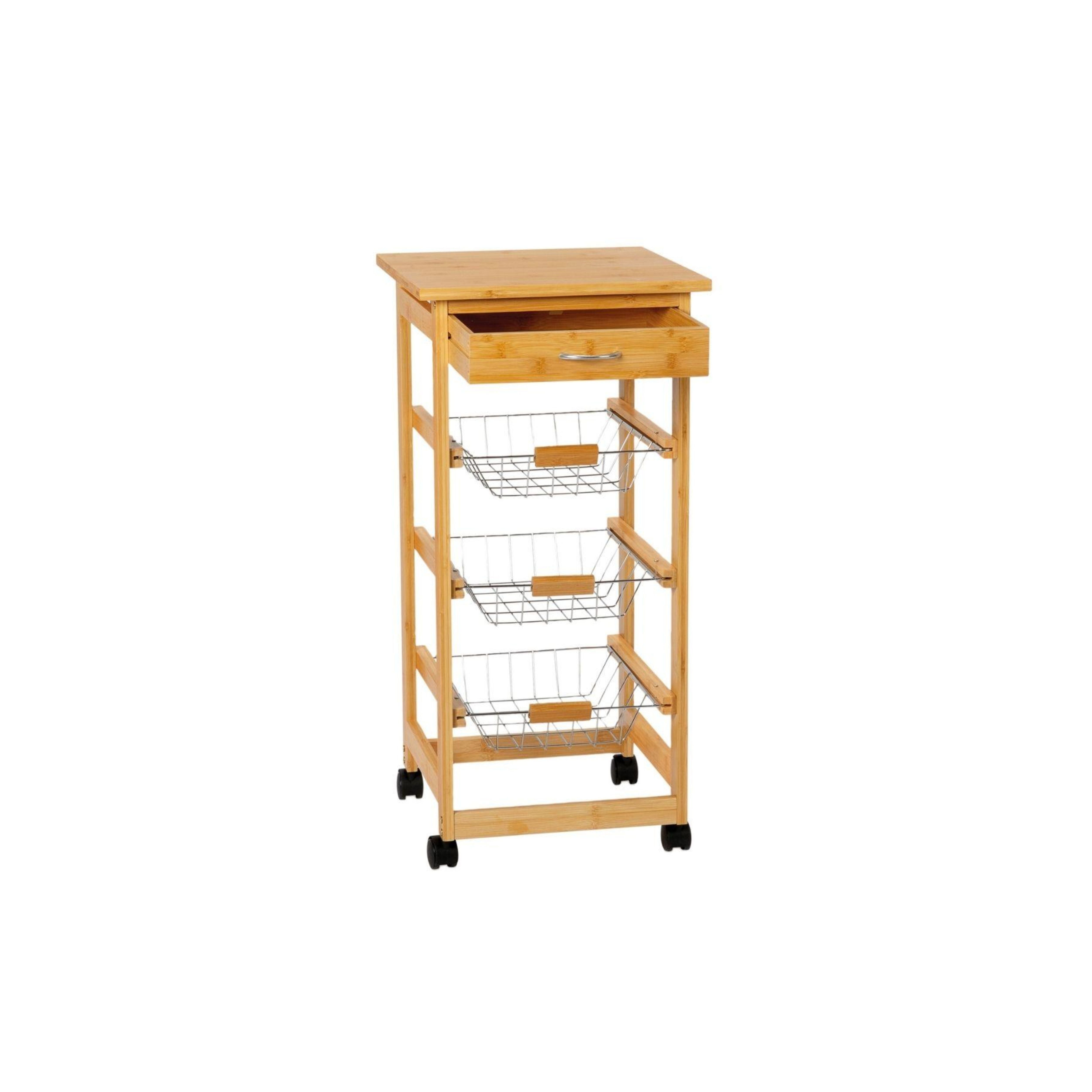 Classic bamboo grocery cart with baskets
