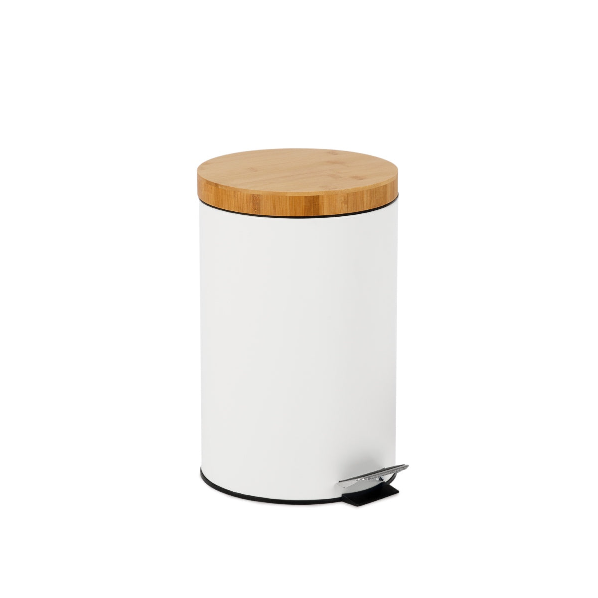 Cubo de basura para cocina de metal blanco