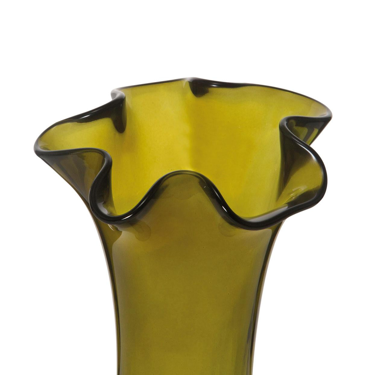Coral green glass vase 23cm