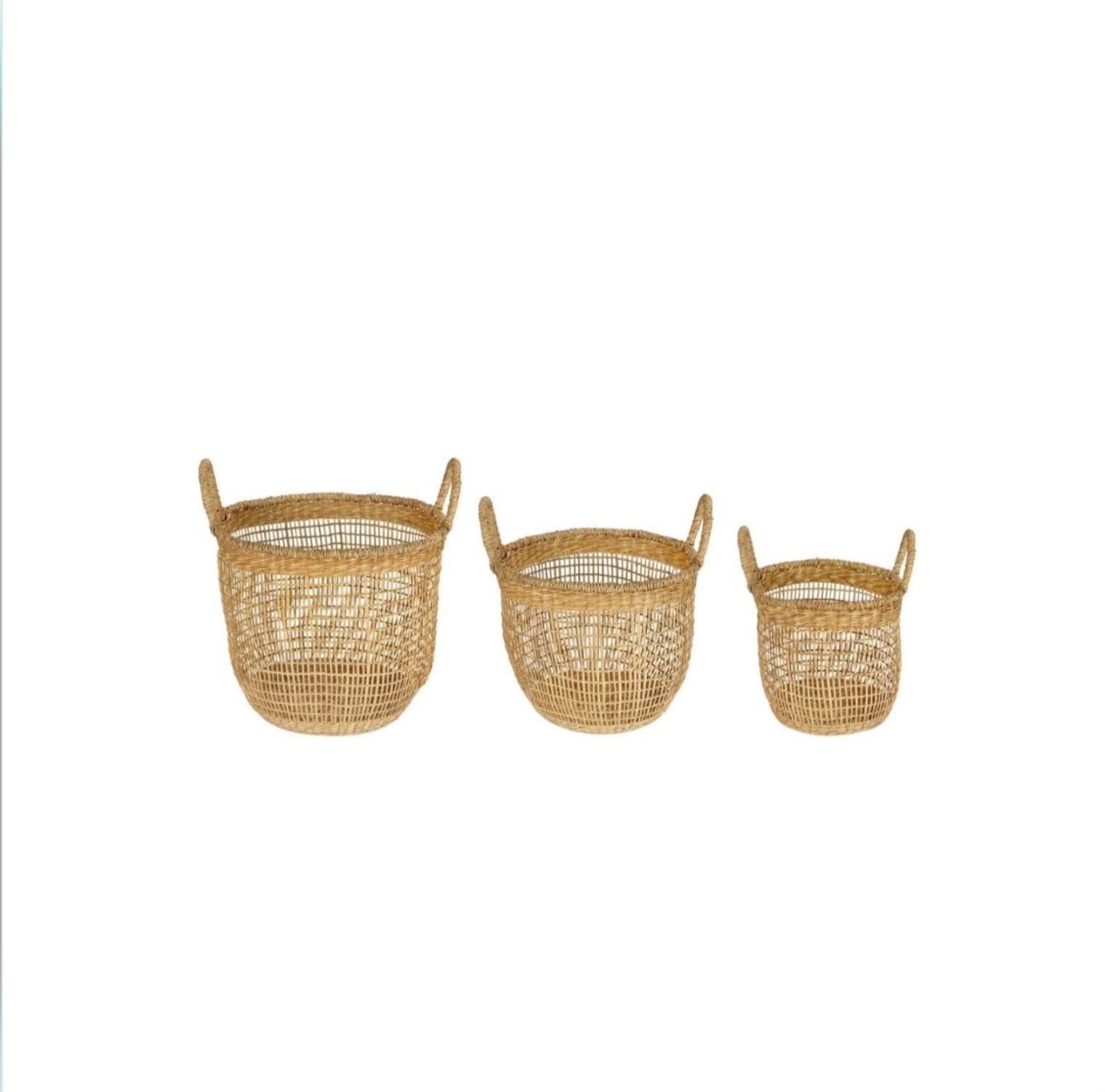 Set of 3 beige vegetable fiber baskets