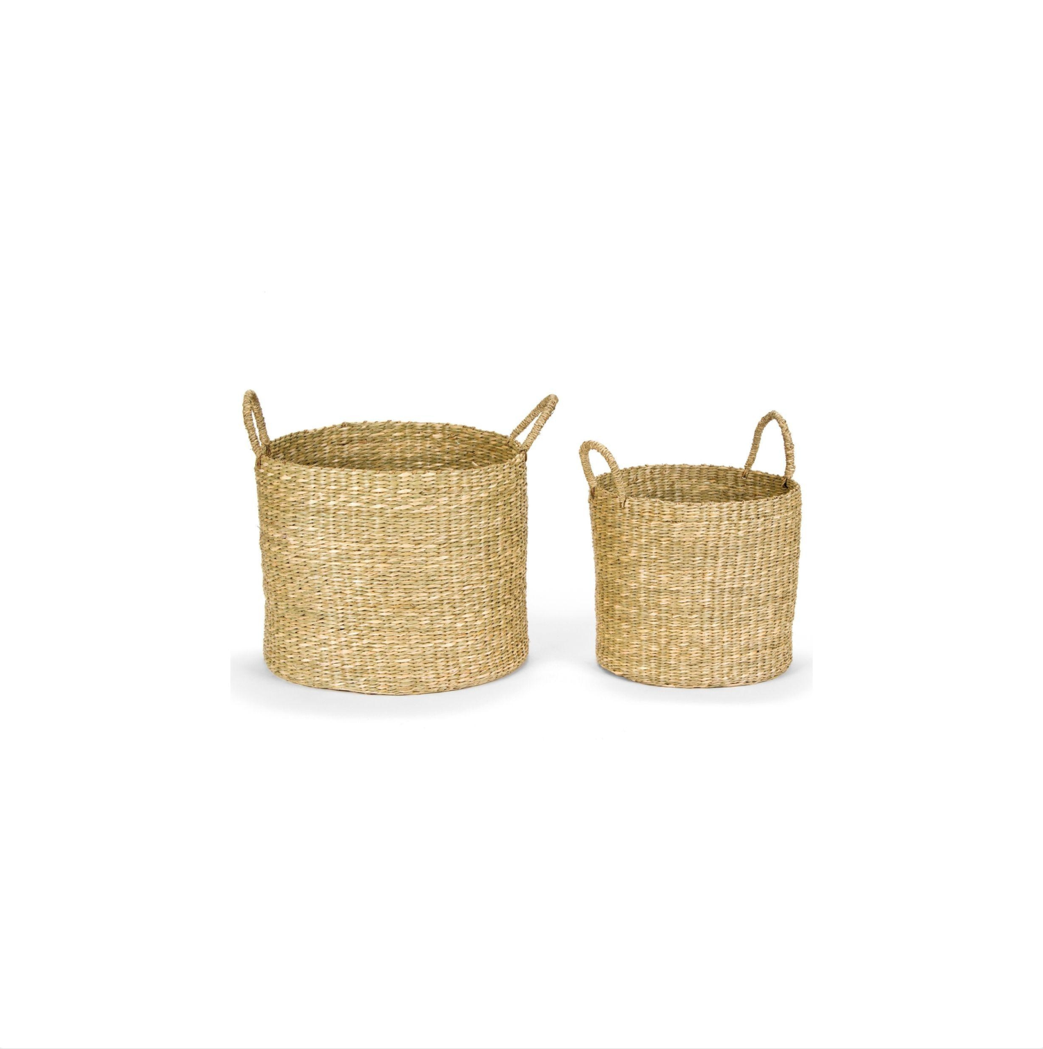 Set of 2 natural fiber storage baskets