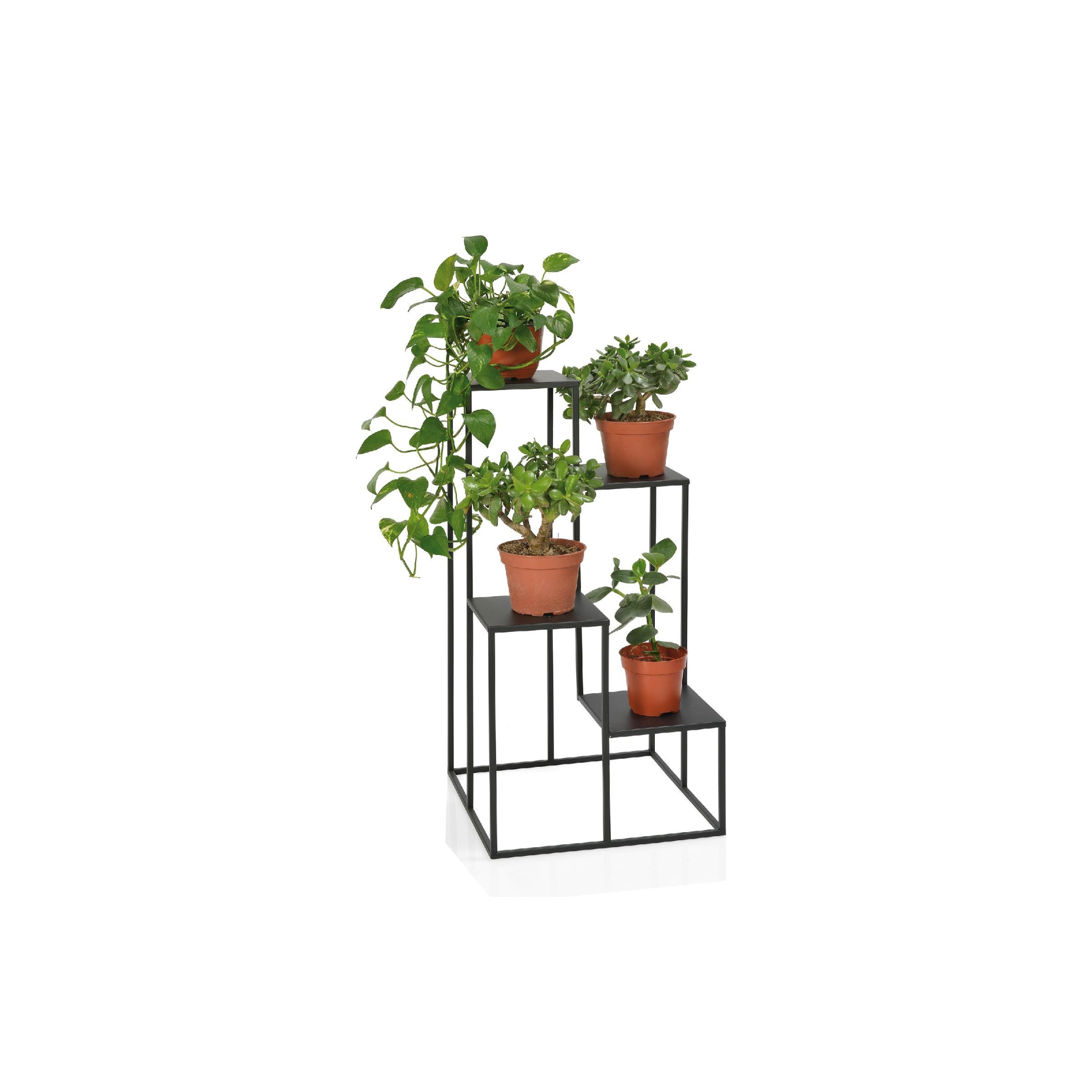 Soporte para plantas de metal negro