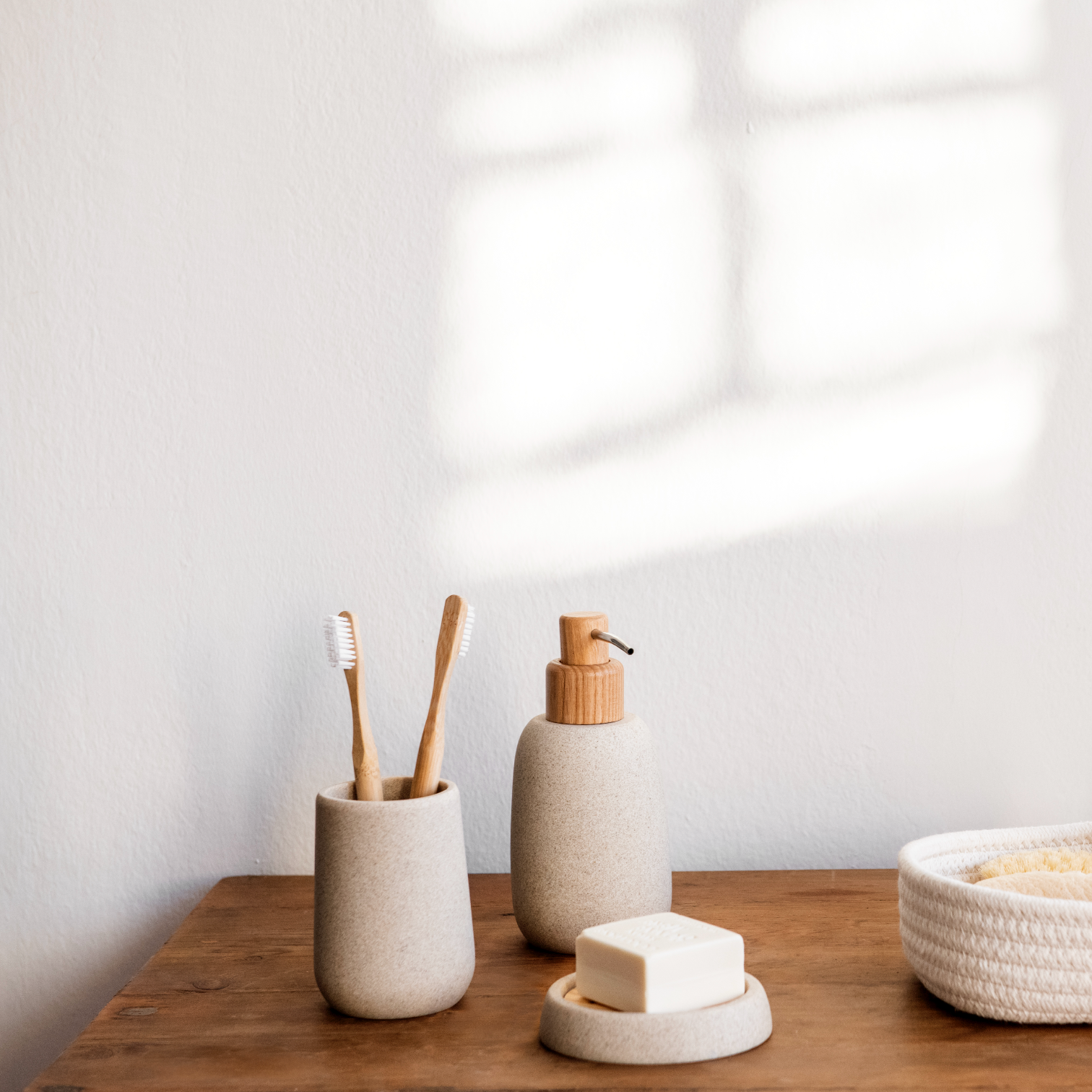 Beige sandstone bathroom toothbrush holder