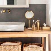 Gold stainless steel bathroom toothbrush holder