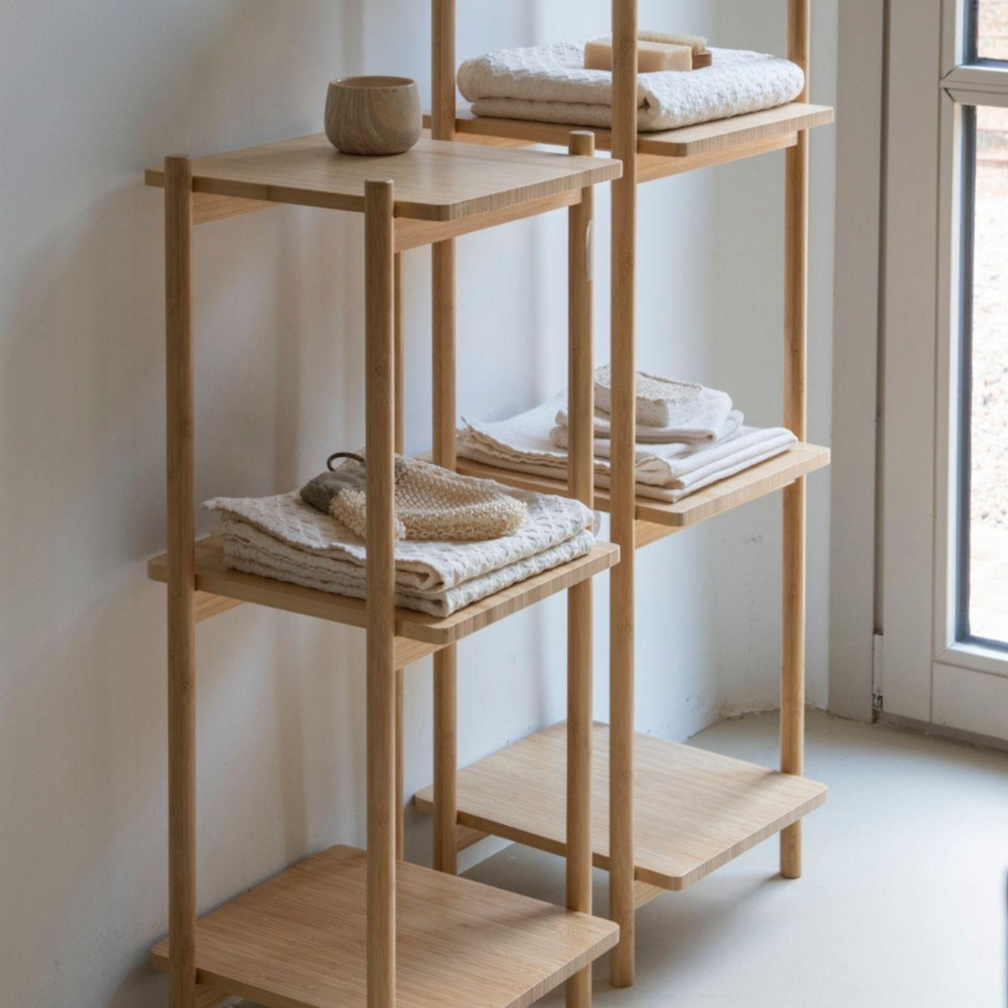 Bamboo bathroom shelf with 3 shelves