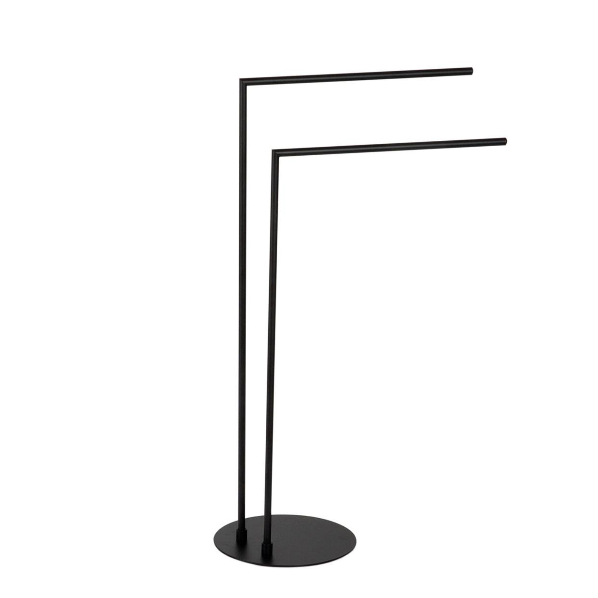 Industrial black free-standing towel rack