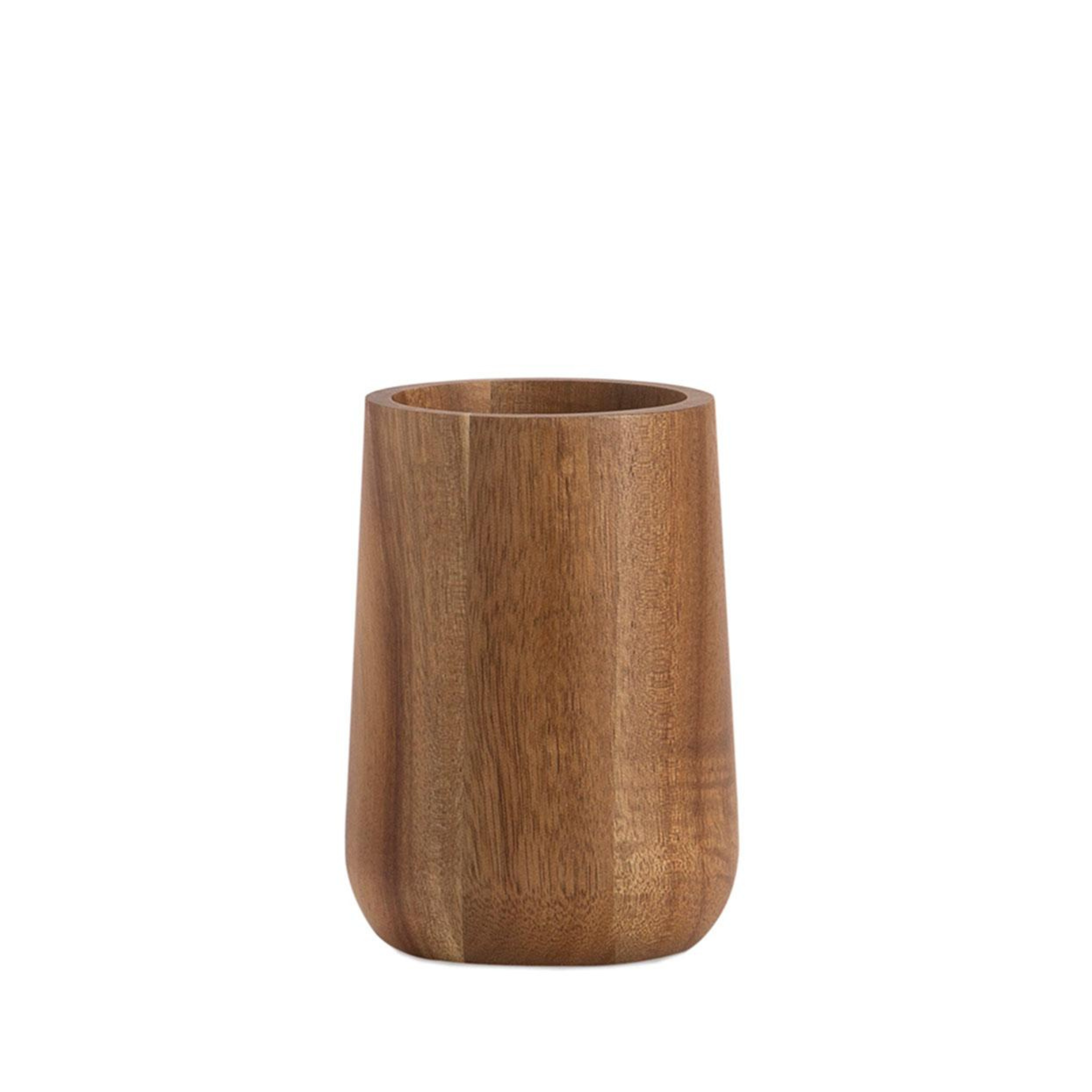 Brown acacia wood toothbrush holder