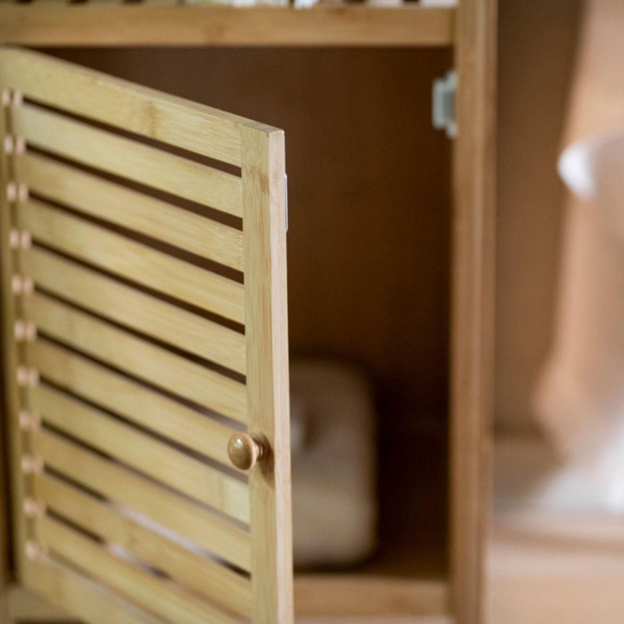 Nordic bamboo bathroom cabinet 110 cm