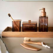 Dispensador de baño de cristal marrón