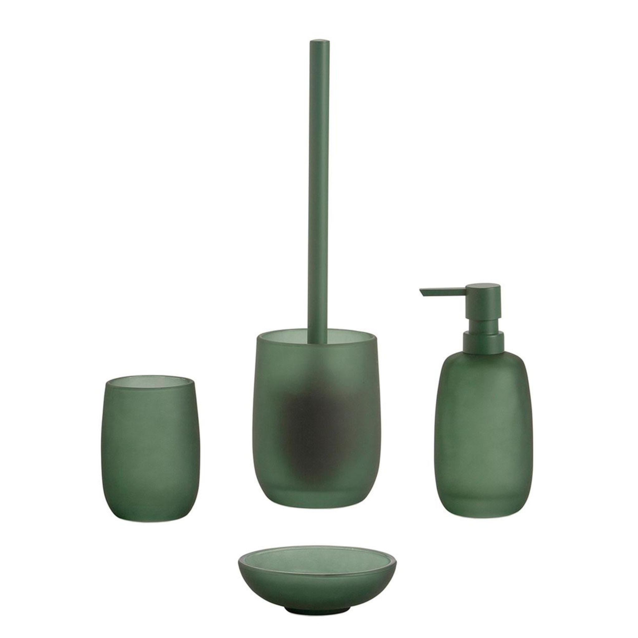 Modern green glass toilet brush