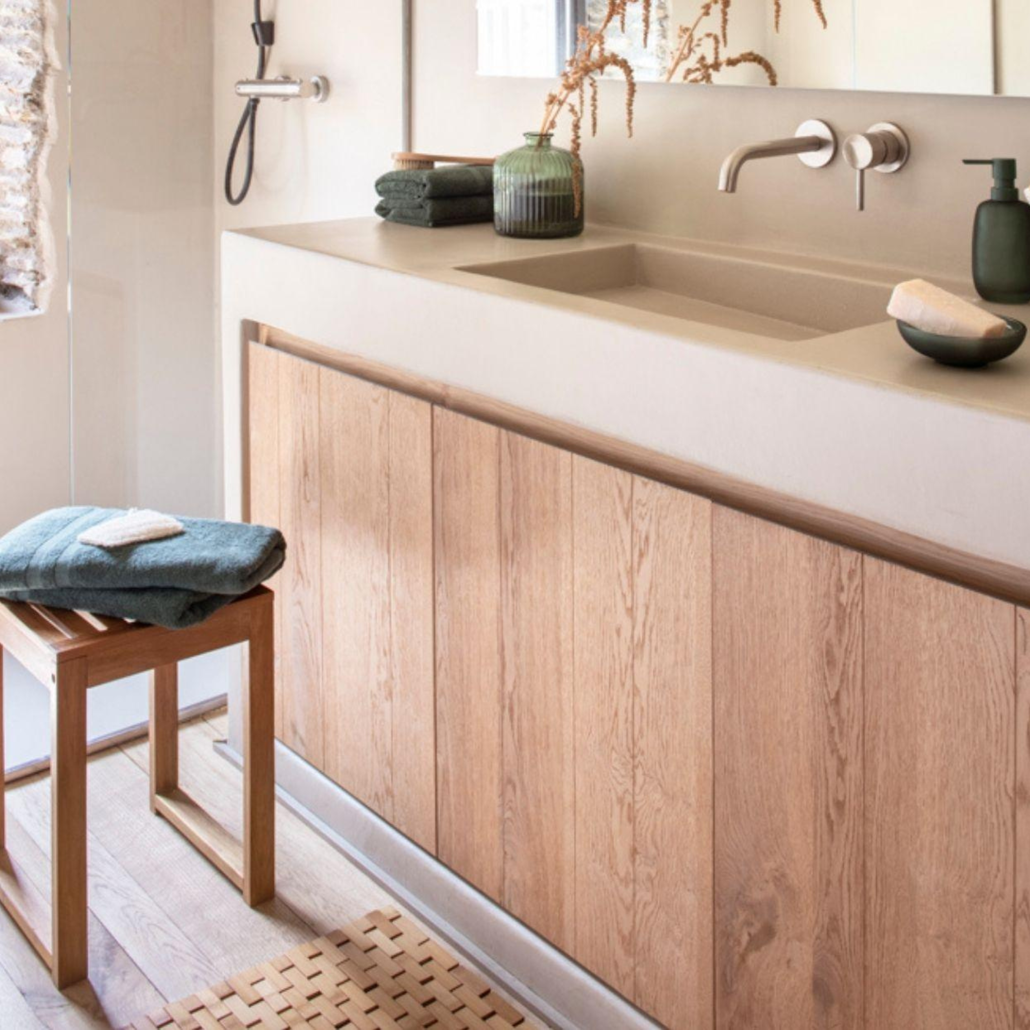 Wooden bathroom stool