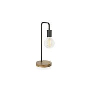 Black wooden industrial table lamp