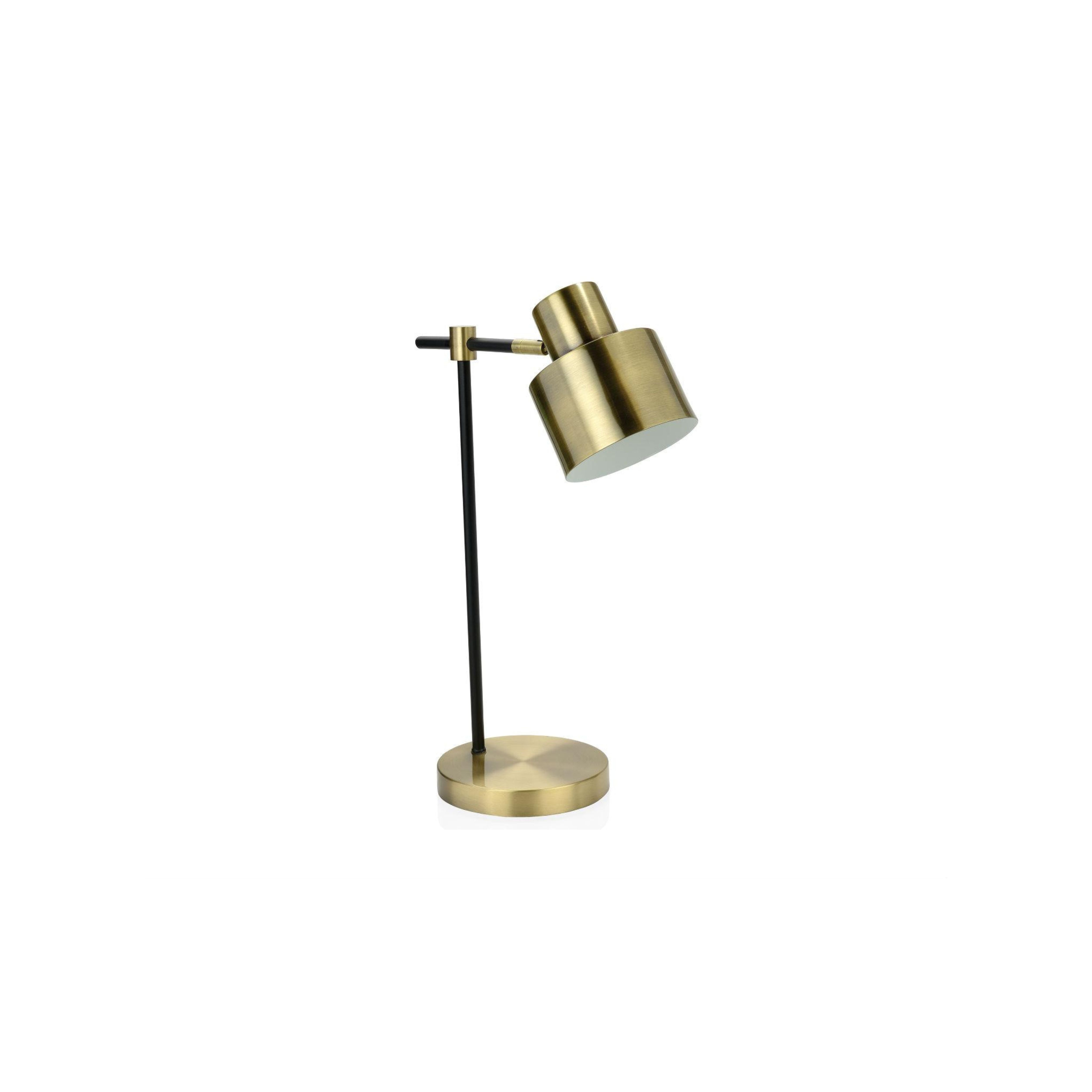 Lámpara de sobremesa industrial de metal dorada