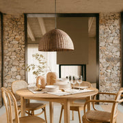 Rustic round brown natural fiber ceiling lamp