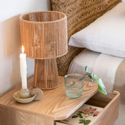 Natural fiber bedside lamp