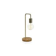 Industrial gold wood table lamp