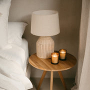 Rustic beige rattan table lamp