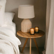 Rustic beige rattan table lamp