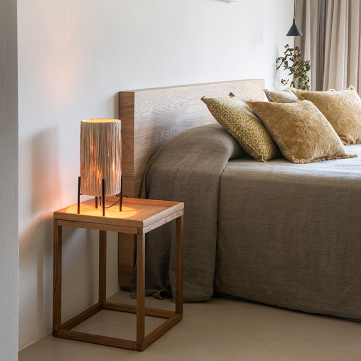 Rustic paper bedside lamp