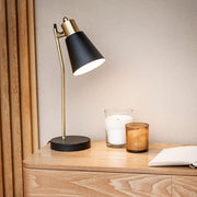 Black metal industrial table lamp