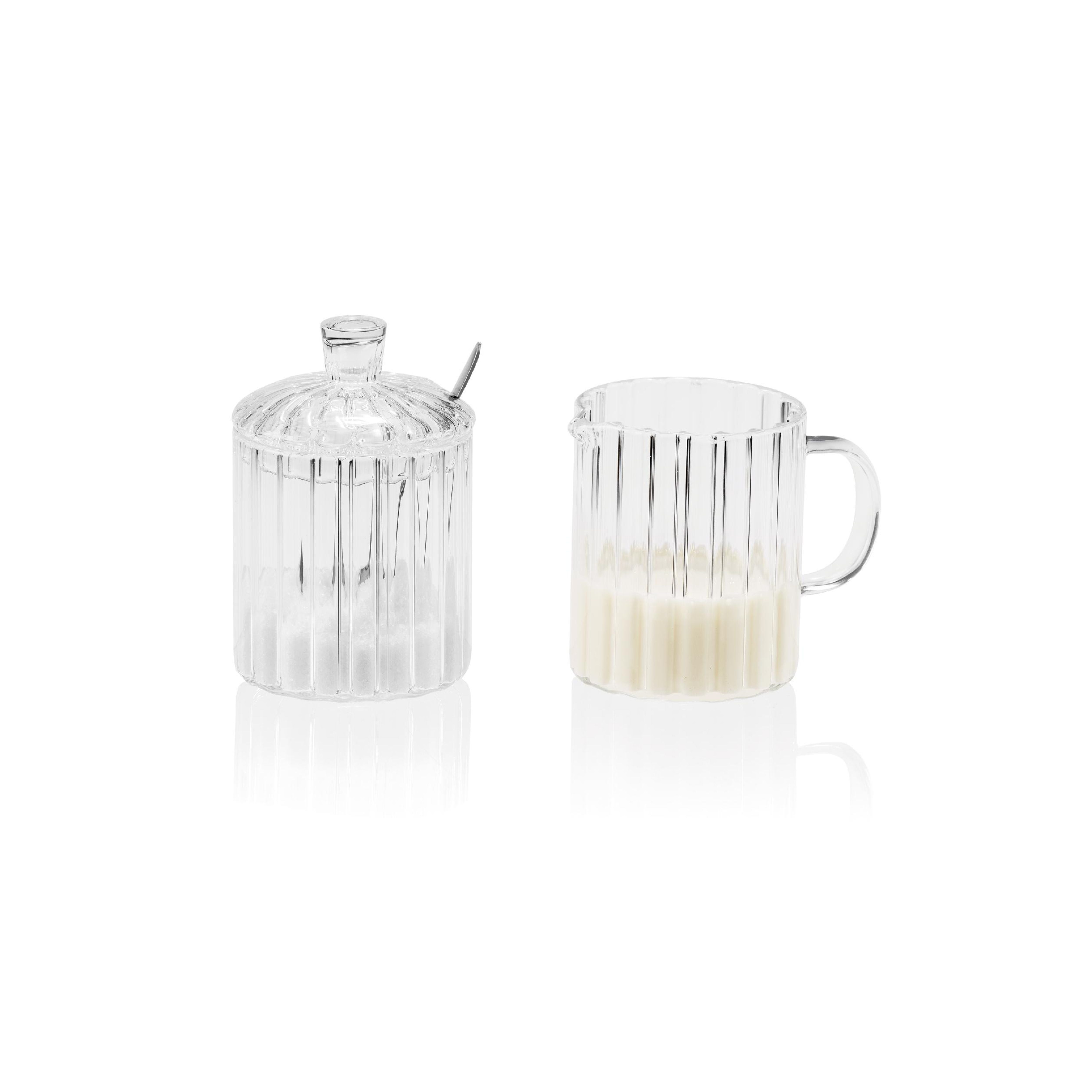 Glass milk sugar bowl