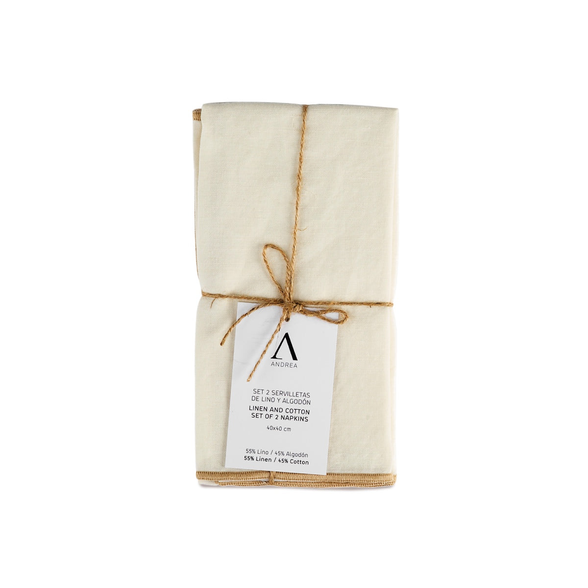 Set de 2 servilletas de mesa blancas de lino con ribete
