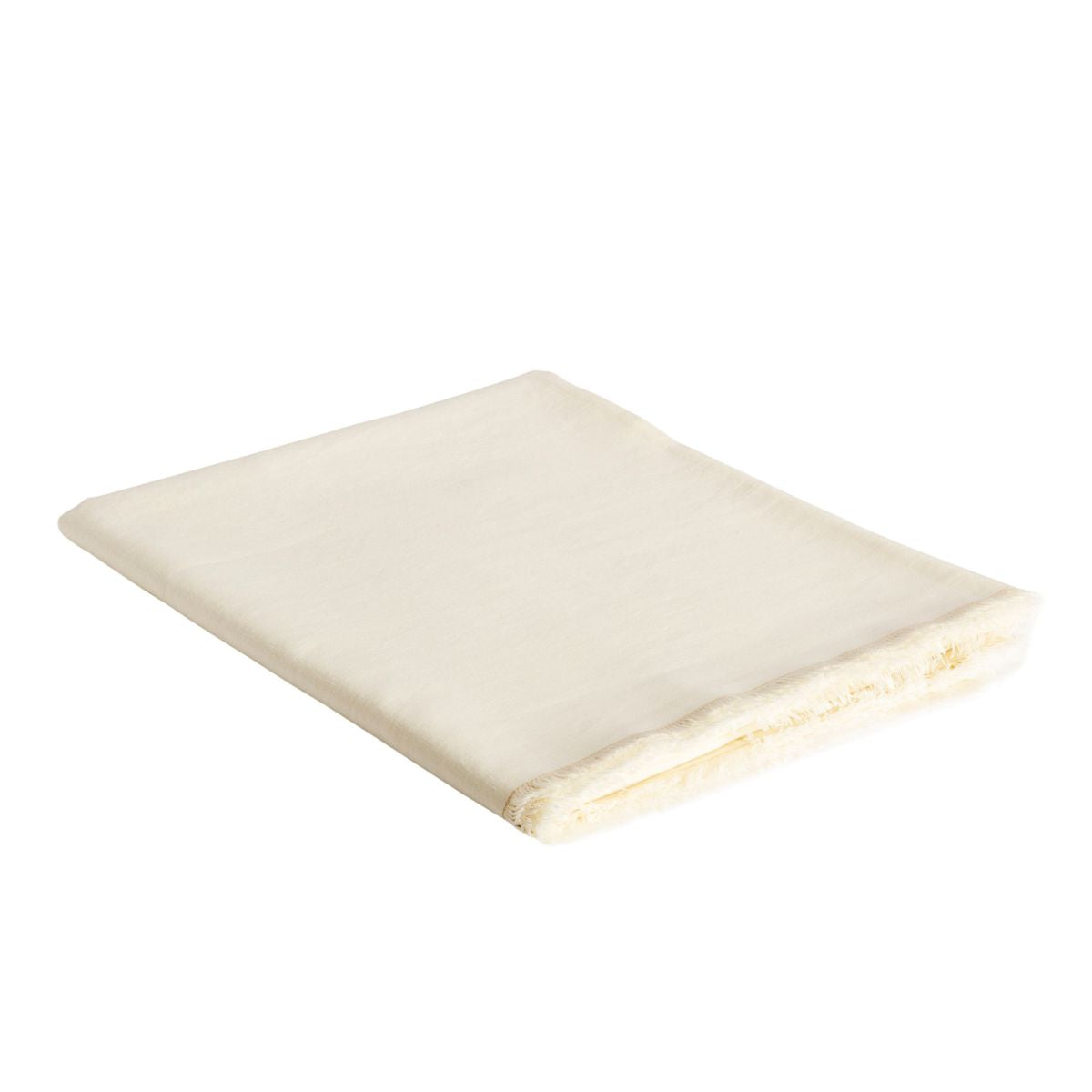 Mantel de mesa blanco de lino con flecos 200 cm