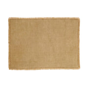 Set of 2 beige linen placemats with fringes