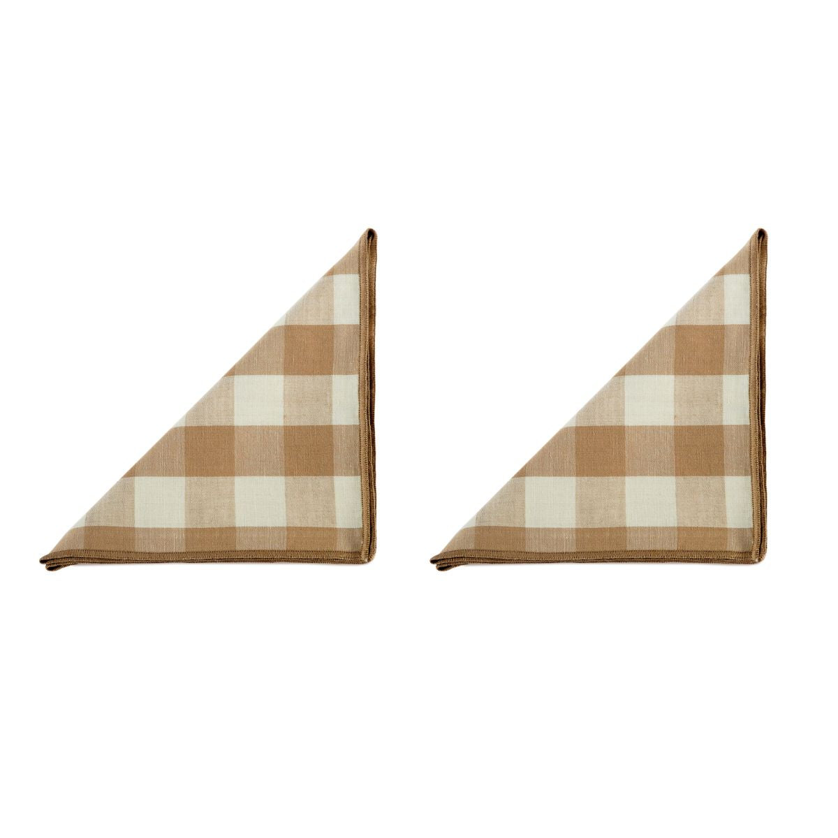 Set de 2 servilletas de mesa beige de lino vichy
