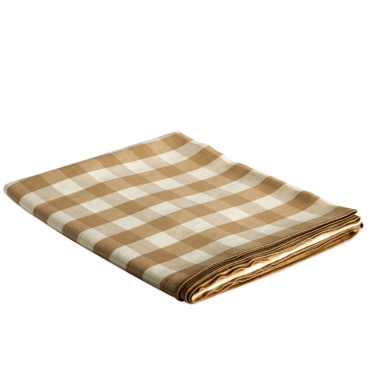 Mantel de mesa beige de lino vichy 200 cm