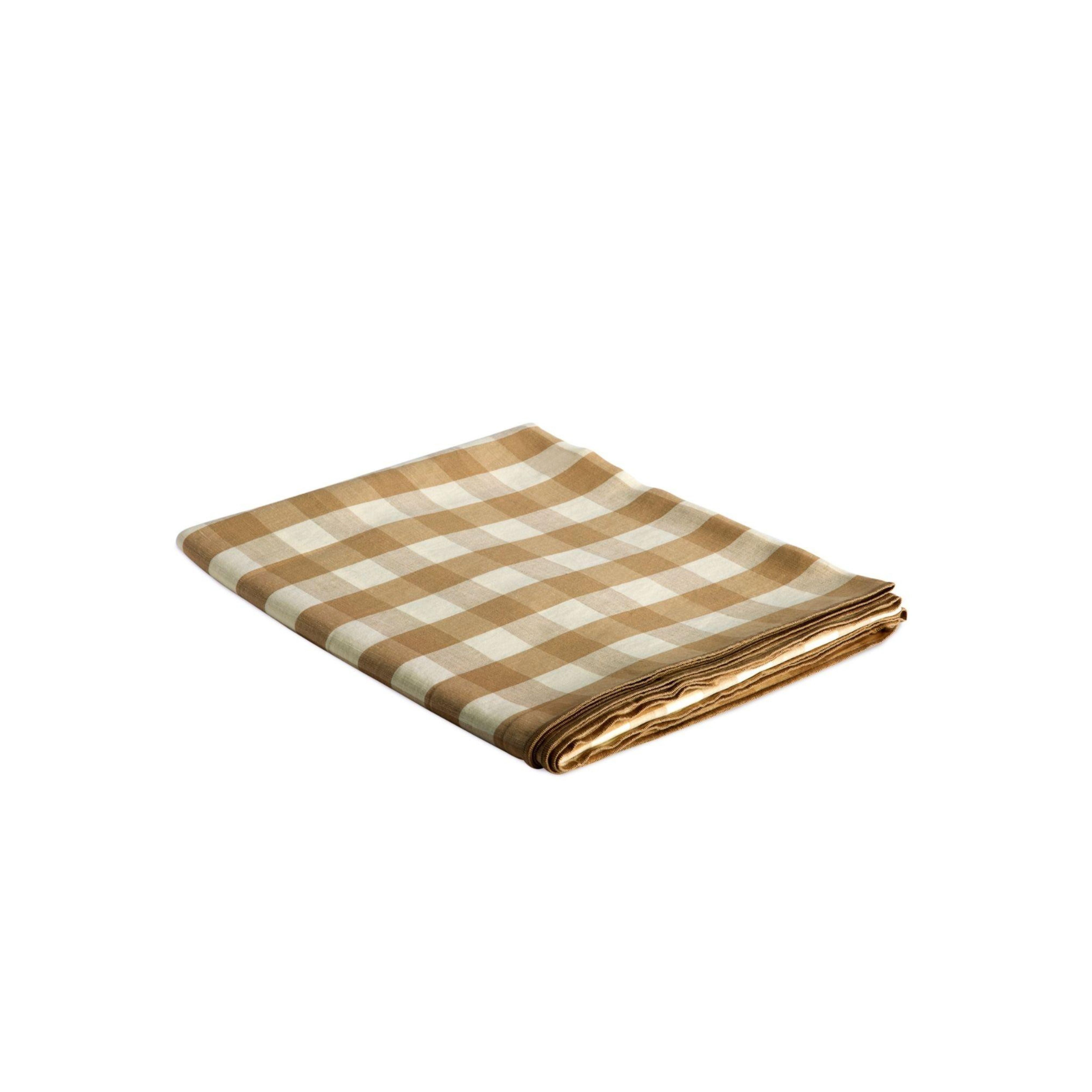 Mantel de mesa beige de lino vichy 240 cm
