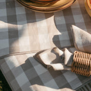 Mantel de mesa beige de lino vichy 240 cm