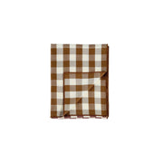 Brown gingham linen table runner
