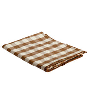 Brown gingham linen tablecloth 240 cm