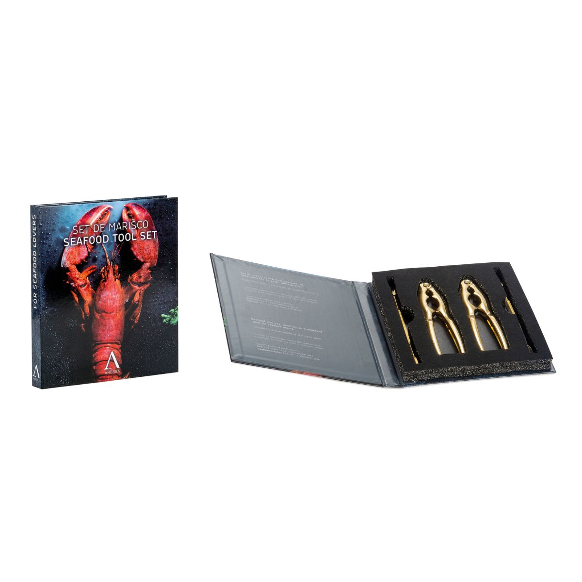 Kit de abridor de marisco de acero dorado