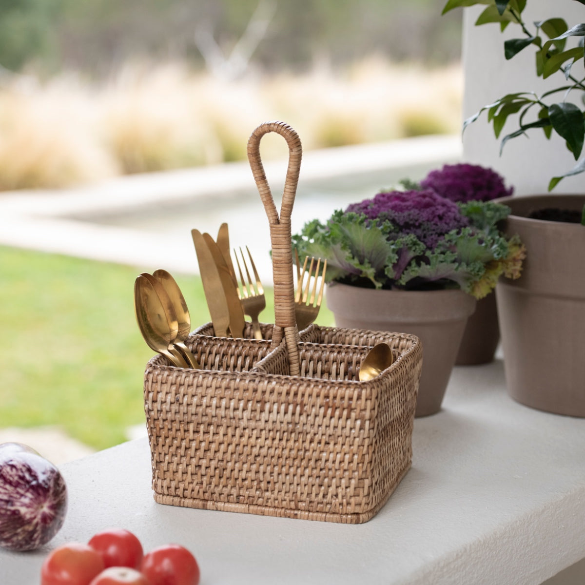 Organizador de cocina de ratán