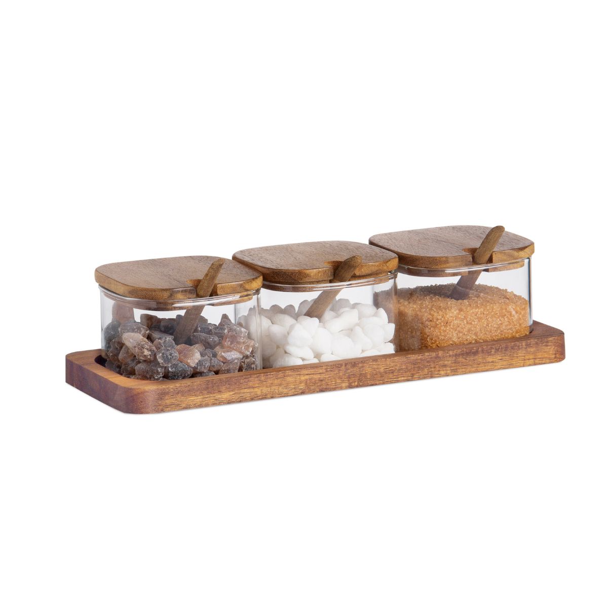 Tarros de cristal y madera natural