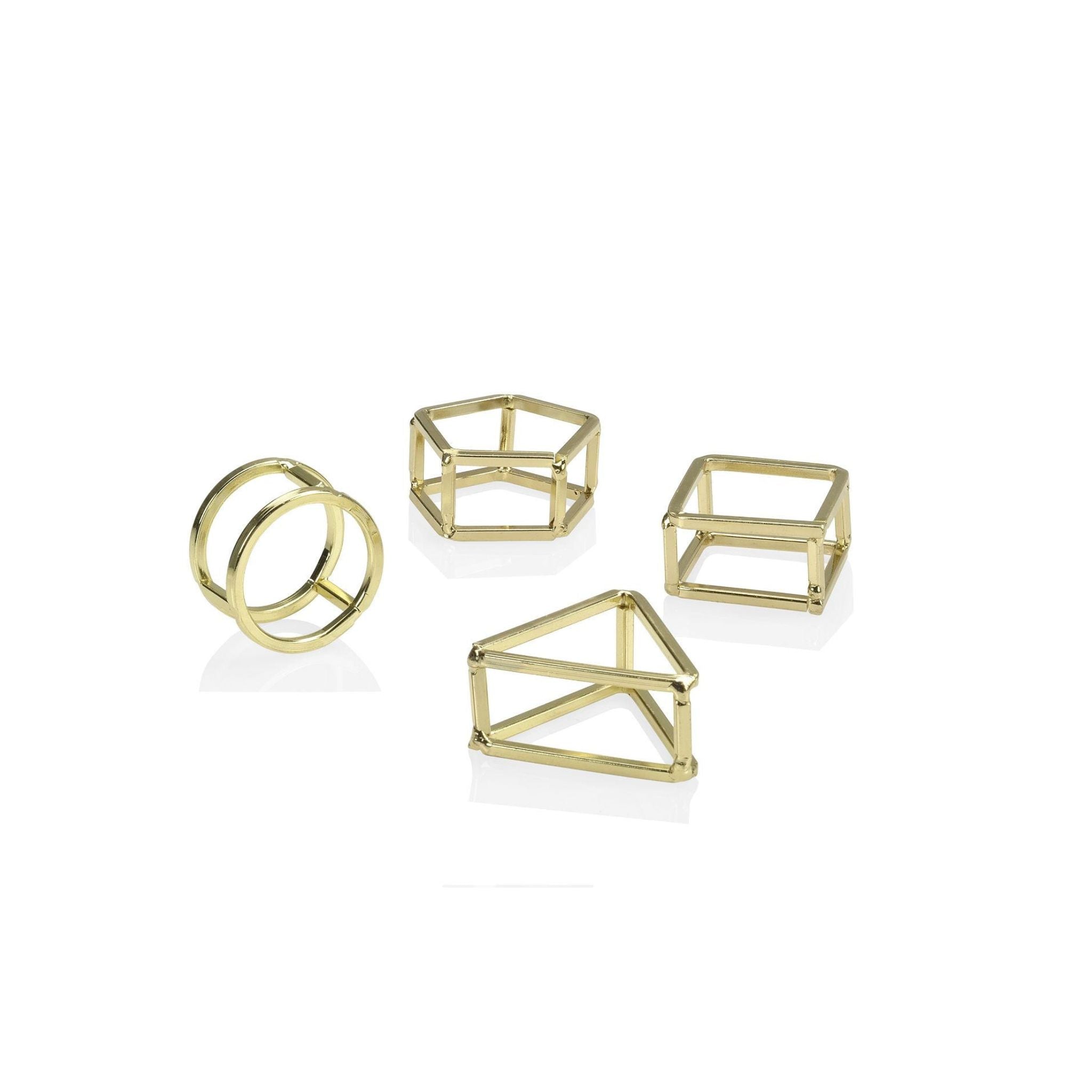 Set of 4 gold metal table napkin rings