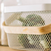 White metal kitchen basket