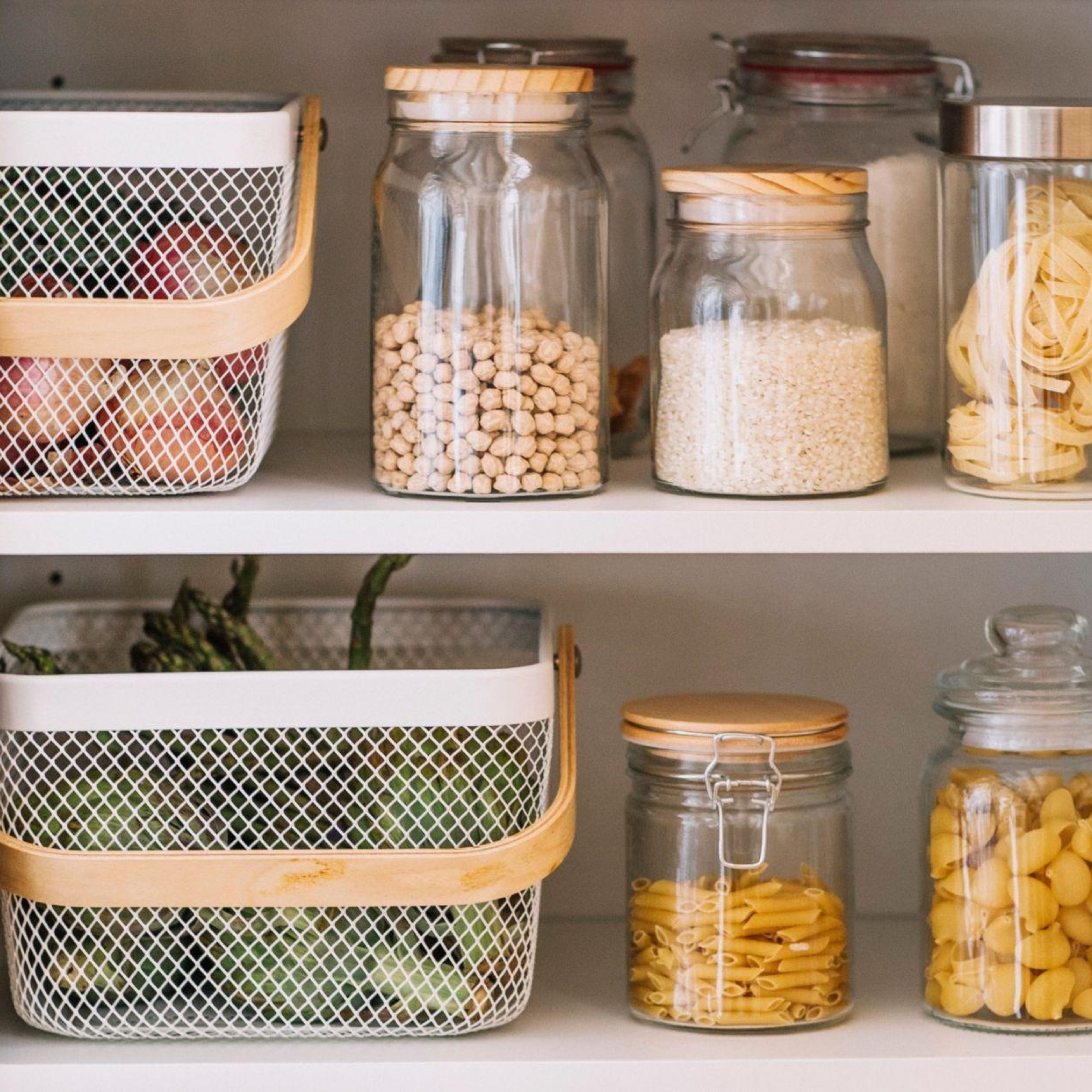 White metal kitchen basket