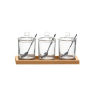 Azucareros de mesa de cristal con bandeja