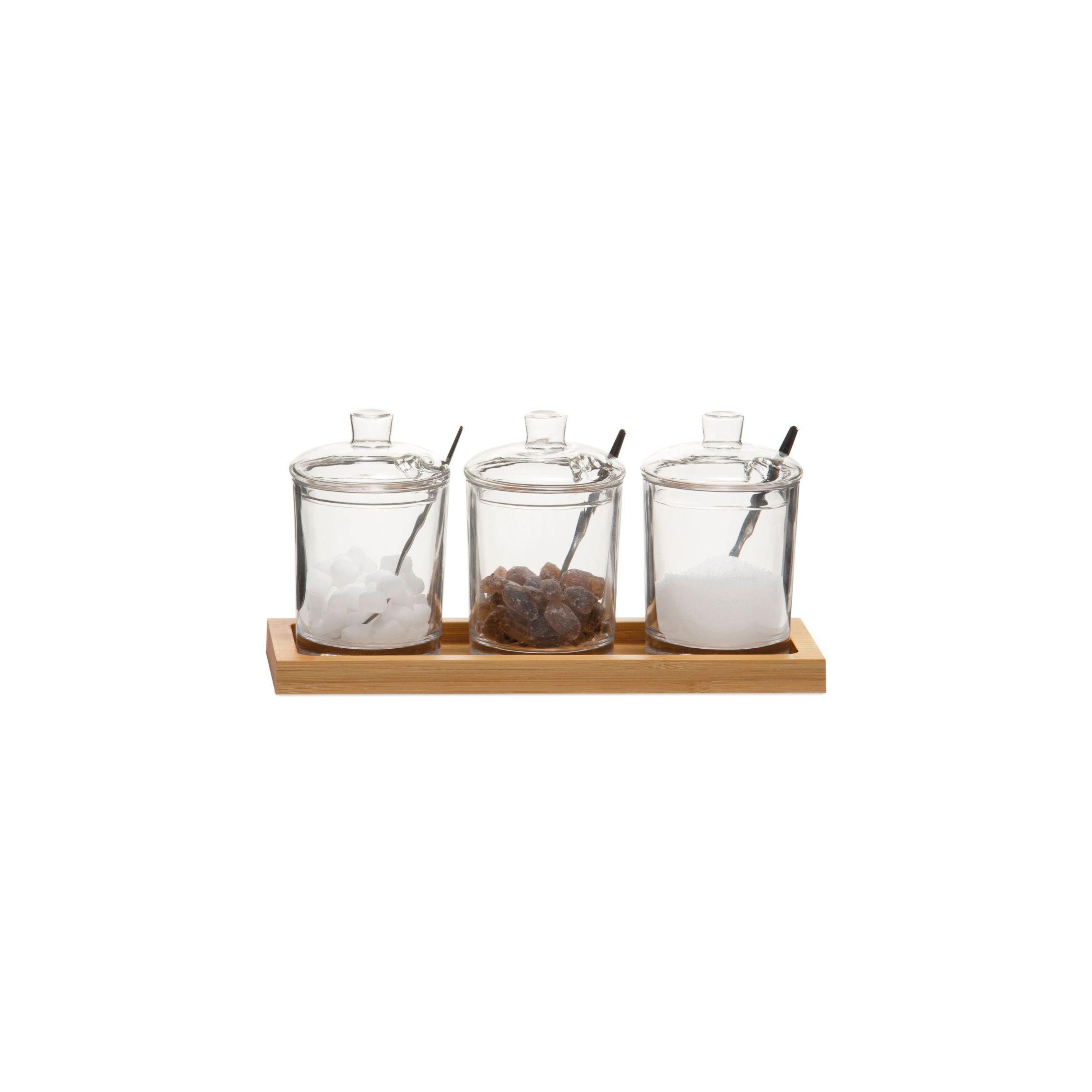 Azucareros de mesa de cristal con bandeja