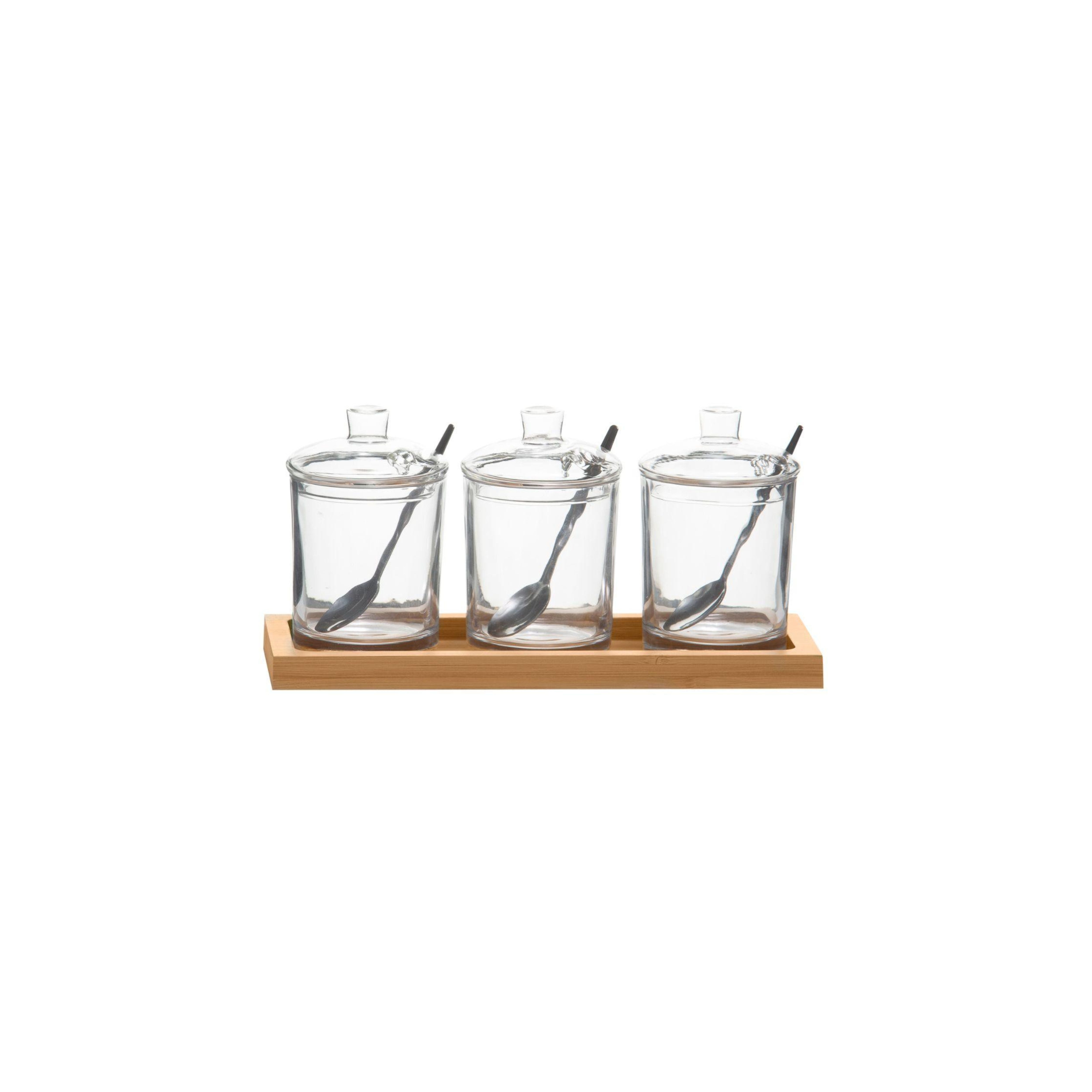Azucareros de mesa de cristal con bandeja